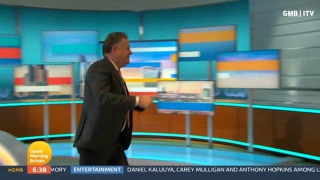 Good Morning Britain co-host Piers Morgan left the studio in the huff following a tense discussion over the Duke and Duchess of Sussex’s Oprah Winfrey interview (Photo: ITV)