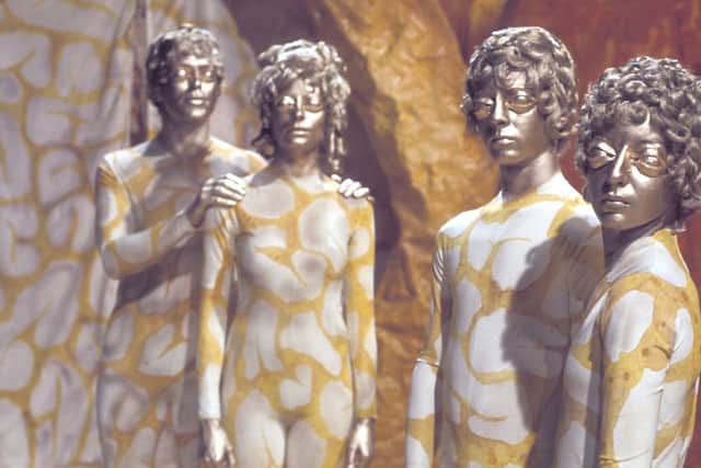 The Axons, gold and white aliens from 1971’s The Claws of Axos (Credit: BBC)