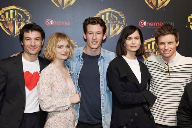 Ezra Miller with Alison Sudol, Callum Turner, Katherine Waterston and Eddie Redmayne at the 2018 CinemaCon (Photo: Ethan Miller/Getty Images for CinemaCon)