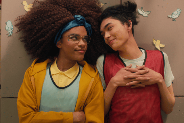 William Gao as Tao Xu and Yasmin Finney as Elle Argent on Netflix’s new LGBTQ+ series, Heartstopper (Picture Rob Youngson/Netflix)
