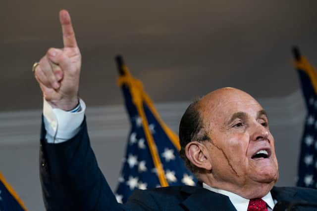 Rudy Giuliani speaking to the press about various lawsuits related to the 2020 election (Photo: Drew Angerer/Getty Images)