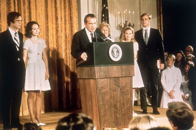 Richard Nixon at the White House with his family after his resignation as President in 1974 (Photo: Keystone/Hulton Archive/Getty Images)