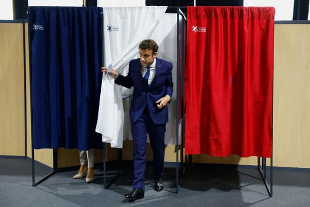 Emmanuel Macron cast his vote - presumably for himself - in the French election 2022 (image: AFP/Getty Images)