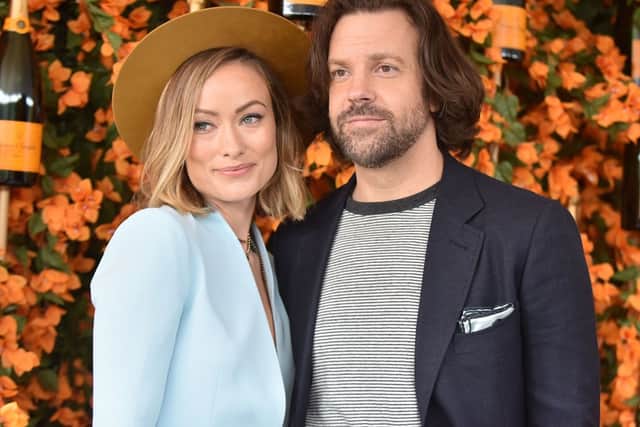 Olivia Wilde and Jason Sudeikis at the 9th Annual Veuve Clicquot Polo Classic in Los Angeles, California, on October 6, 2018 (Photo by LISA O’CONNOR/AFP via Getty Images)