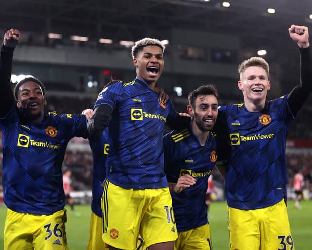 Manchester United playes celebrate. 