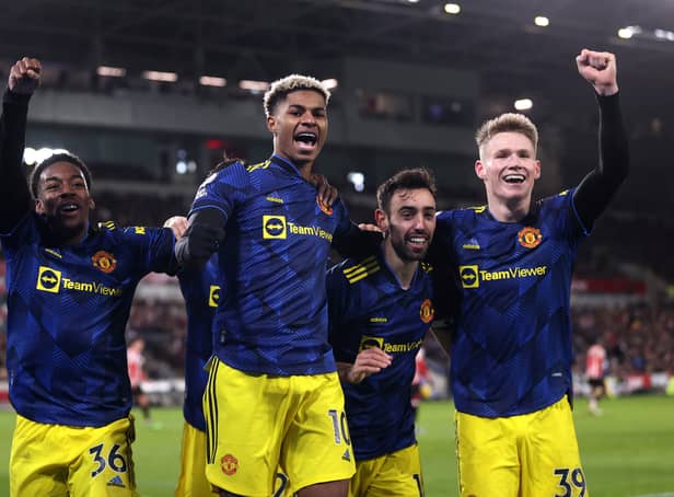 <p>Manchester United playes celebrate. </p>