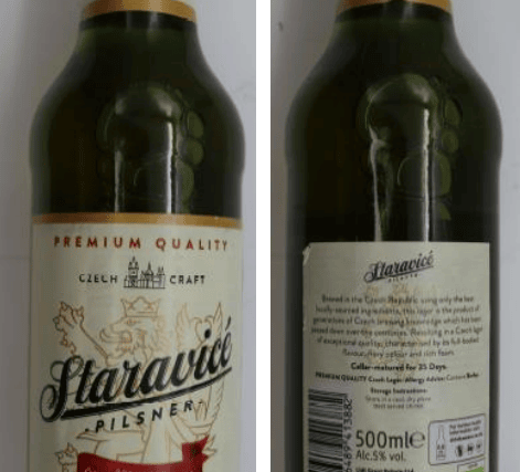 Lidl has issued an urgent recall on its Starovice Czech Lager 5.0%, pack size 500ml, with a best before date of October 16, 2022