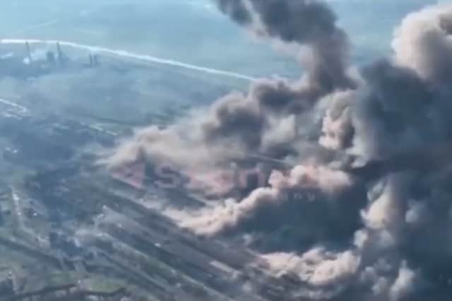 Footage shared on social media showed air strikes on the Mariupol steel plant (Photo: third party)