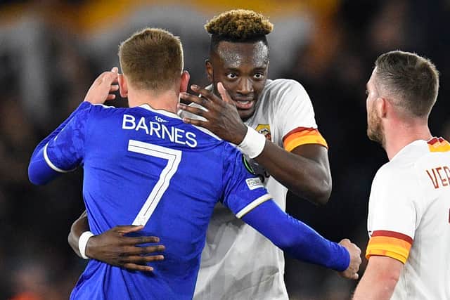 Harvey Barnes and Tammy Abraham after UEFA Europa Conference League semi final