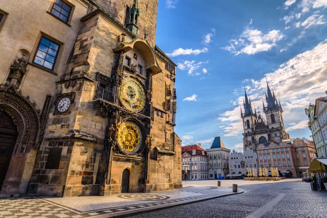 Prague old town square and Astronomical Clock Tower, Prague, Czech Republic.