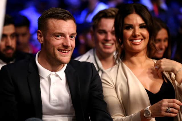 Jamie Vardy and Rebekah Vardy during Amir Khan v Phil Lo Greco at Echo Arena on April 21, 2018 in Liverpool, England (Photo by Jan Kruger/Getty Images)