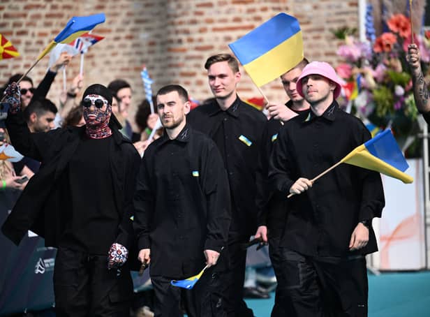 <p>Kalush Orchestra arrive for the opening ceremony of the Eurovision Song contest 2022  (Pic: Getty Images)</p>