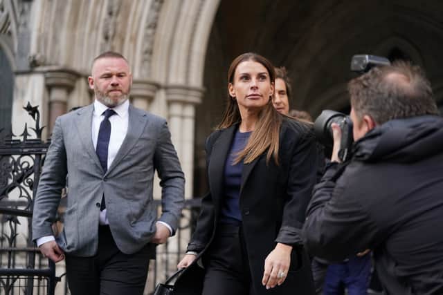 Wayne and Coleen Rooney leave the Royal Courts Of Justice, London, as the high-profile libel battle between Rebekah Vardy and Coleen Rooney goes to trial.