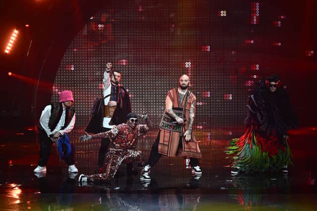Kalush Orchestra took to the stage for Ukraine during the first Eurovision semi-final. (Credit: Getty Images)