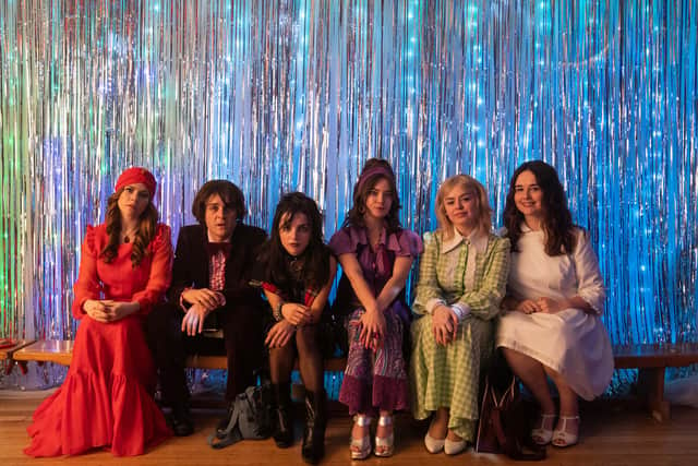 Claire Keenan as Wee Janette, Martin Quinn as Wee Cousin Rob, Jessica Reynolds as Wee Deirdre, Dearbhaile McKinney as Wee Aunt Sarah, Shauna Higgins as Wee Ma Mary, and Lucy McIlwaine as Wee Geradline (Credit: Peter Marley/Channel 4) 