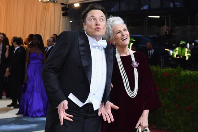 Elon Musk is still close to his mother Maye - pictured right (image: AFP/Getty Images)