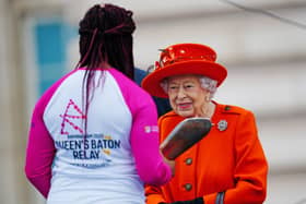 Queen Elizabeth II at the launch of the Queen’s Baton Relay in 2021. 