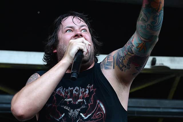 Trevor Strnad of the Black Dahlia Murder performs during Warped Tour 2013 at PNC Bank Arts Center on July 7, 2013 in Holmdel, New Jersey (Photo by Theo Wargo/Getty Images)