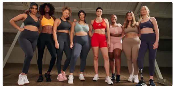 An Adidas campaign which featured dozens of sets of breasts and was intended to promote the diversity of its range of sports bras has been banned by the UK (not pictured).