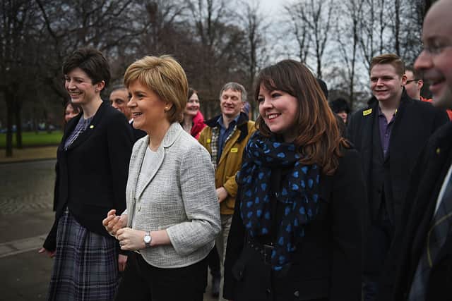 Natalie McGarry with SNP leader and Scottish First Minister Nicola Sturgeon (Photo by Jeff J Mitchell/Getty Images)