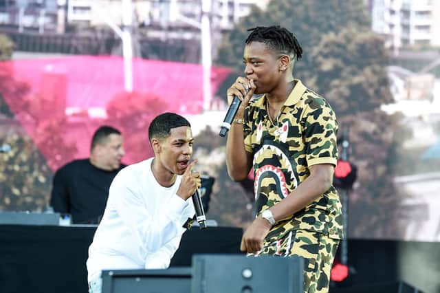 EO (R) performs on the Main Stage with DJ Semtex on Day 1 of Wireless Festival 2018 at Finsbury Park on July 6, 2018 in London, England  (Photo by Tabatha Fireman/Getty Images)