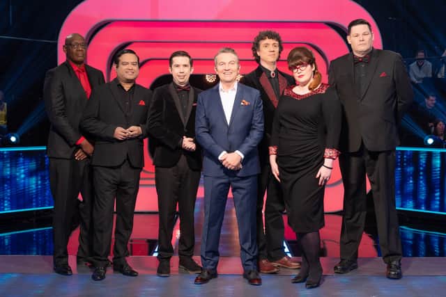 Beat the Chasers. Bradley Walsh is pictured with the chasers.