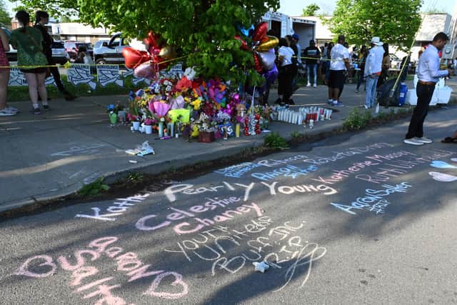 Tributes have been laid to the 10 people who died after a racially-motivated mass shooting in Buffalo, New York. (Credit: Getty Images)