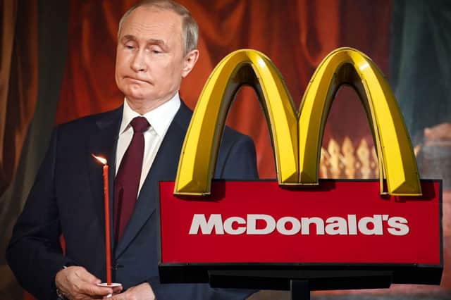 Vladimir Putin will no longer be able to enjoy a Big Mac and fries as McDonald’s has halted its Russian operation (images: AFP/Getty Images) 