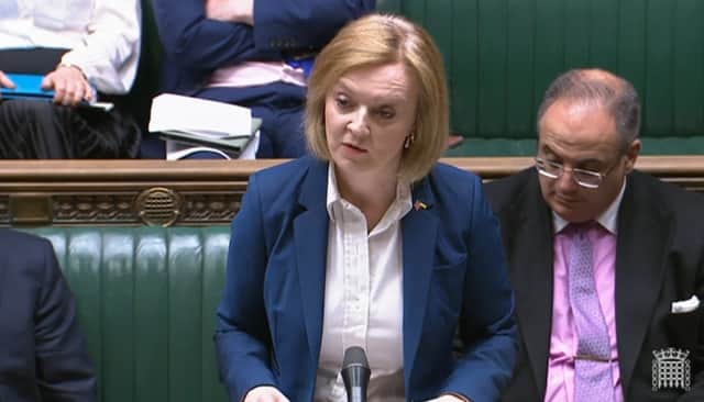 Foreign Secretary Liz Truss in the House of Commons, London, as she sets out her intention to bring forward legislation within weeks scrapping parts of the post-Brexit deal on Northern Ireland. 