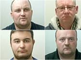 Michael Jeffrey, (top left), Simon Hickinbottom, (top right), Soldon Legdani, (bottom left) Adam Lavelle, (bottom right) have been sentenced for their roles in an attack on a autistic apprentice.