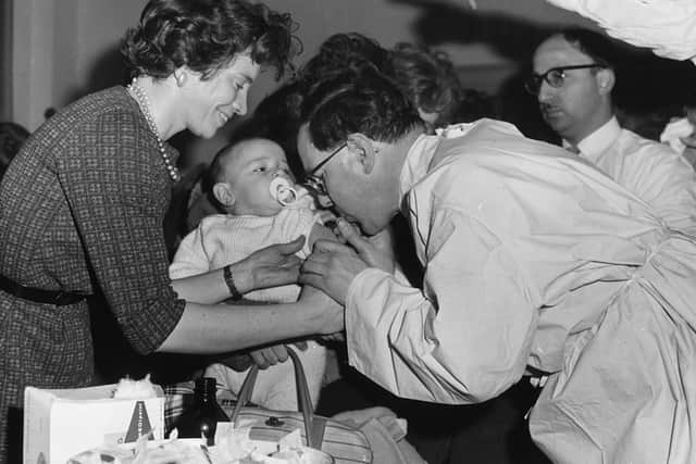 One-year-old Tommy Riscoli is vaccinated against smallpox at St Pancras Town Hall in London after a smallpox scare in Bradford (Photo: Edward Miller/Getty Images)