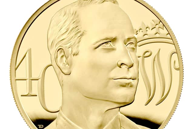 The UK 5oz gold proof coin, unveiled ahead of the Duke of Cambridge’s 40th birthday on June 21.