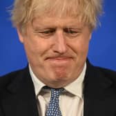 Boris Johnson holds a press conference in response to the publication of the Sue Gray report (Getty Images)
