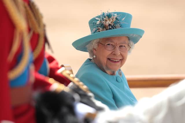 Her Majesty’s actual birthday is on 21 April and her official birthday is held on a Saturday in June. She is pictured at a Trooping the Colour celebration to mark her official birthday.