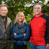 Chris Packham, Michaela Strachan, and Iolo Williams, ready to present Springwatch 2022 (Credit: Jo Charlesworth/BBC)