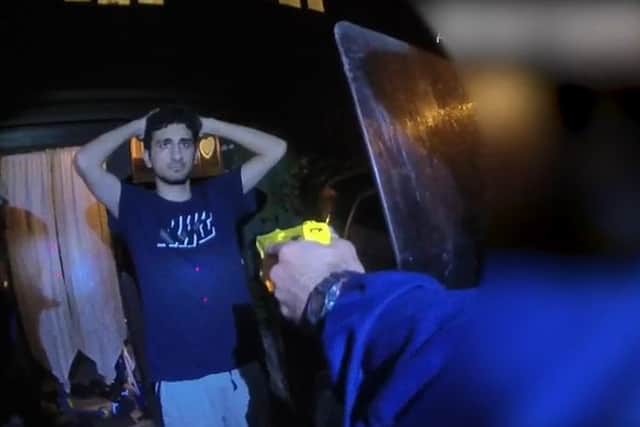 Screen grab from video dated 30/06/20 issued by the Metropolitan Police of Danyal Hussein being arrested (Photo: PA)
