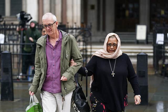 Mina Smallman and her husband Chris outside the Royal Courts of Justice in London (Photo: Aaron Chown/PA)