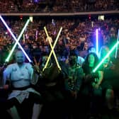 Fans attend the panel for The Mandalorian at Star Wars Celebration in Anaheim, California on May 28, 2022 (Photo: Jesse Grant/Getty Images for Disney)