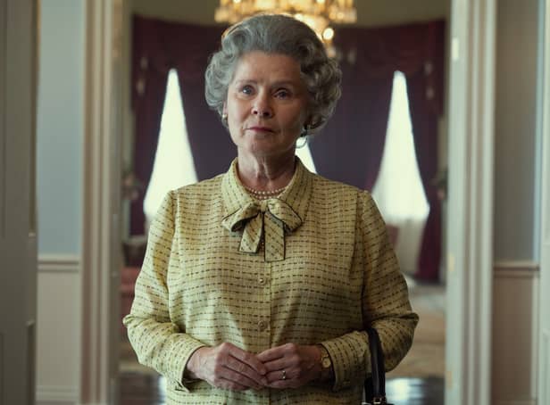 <p>Imelda Staunton as the Queen in the mid 1990s in The Crown season 5 (Credit: Alex Bailey)</p>