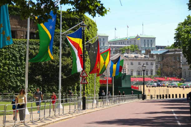 Commonwealth nation flags in London (Pic: SOPA/Getty)