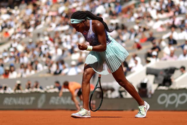 Gauff during quarter final at French Open