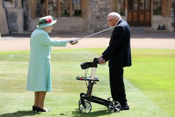 <p>Sir Tom Moore was appointed a Knighthood by the Queen (Pic:Getty)</p>