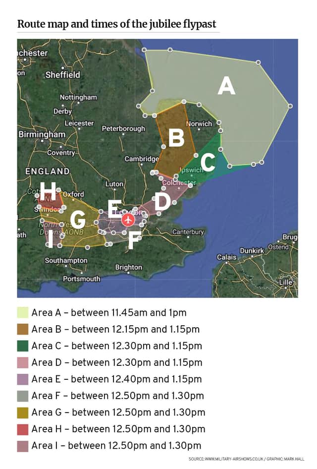 RAF Jubilee flypast route (Picture: NationalWorld)