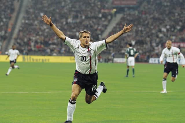 Michael Owen, who will be a Nations League pundit, during match against Germany in 2001