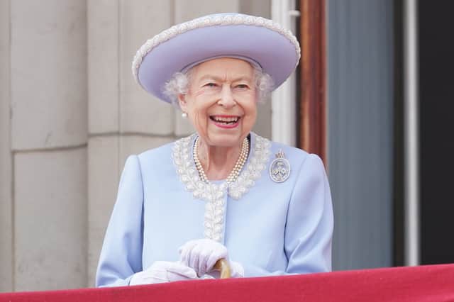 Queen Elizabeth II watches from the balcony of Buckingham Palace during the Trooping the Colour parade (Getty Images)