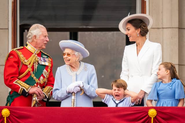 The Queen appeared on the Buckingham Palace balcony this afternoon with her immediate family (image: PA)