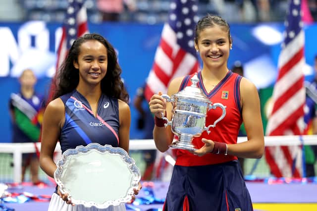 Emma Raducanu and Leylah Fernandez after their US Open final match