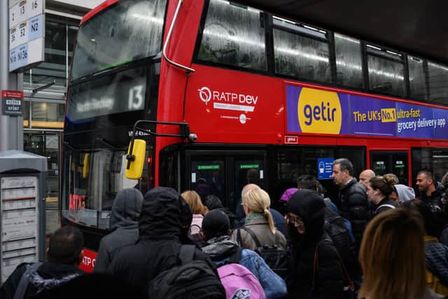 Buses are running as normal but are far busier due to the Tube closure (Photo by Leon Neal/Getty Images)