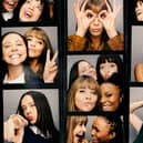 Photobooth polaroid pictures of Bel Powley as Bel, Emma Appleton as Maggie, Aliyah Odoffin as Amara, and Marli Siu as Nell in Everything I Know About Love (Credit: BBC / Working Title / Laura Bailey)