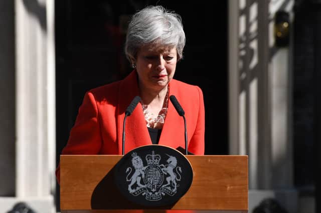 Theresa May makes a statement outside 10 Downing Street on 24 May 2019 announcing her resignation (Photo: Leon Neal/Getty Images)